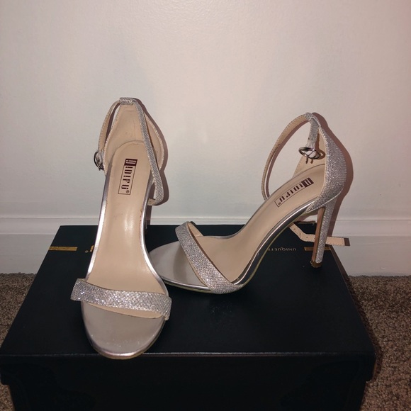 silver single strap heels